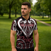 Custom Aotearoa Te Arawa Zipper Polo Shirt Maori Tribal Pattern