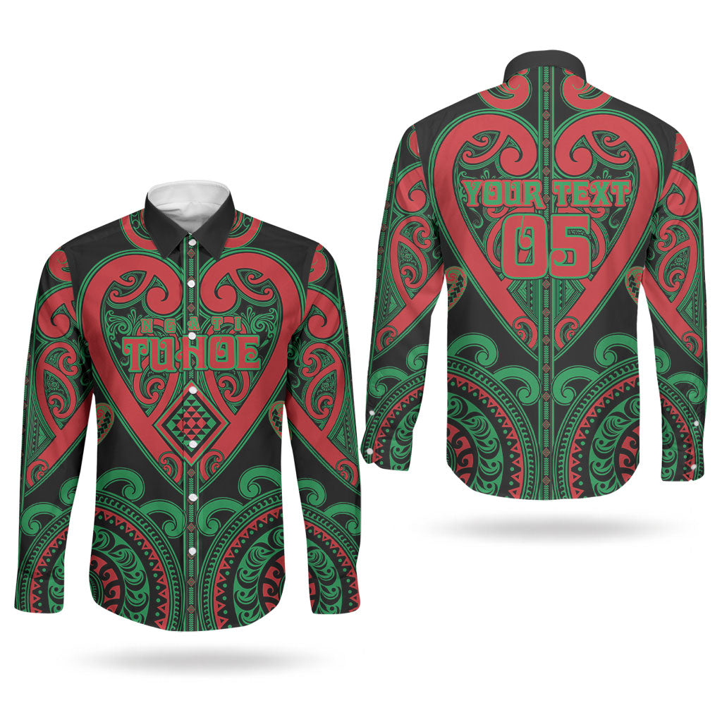 Custom Aotearoa Ngai Tuhoe Couples Matching Mermaid Dress and Long Sleeve Button Shirt Maori Tribal Pattern
