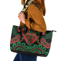 Aotearoa Ngai Tuhoe Leather Tote Bag Maori Tribal Pattern