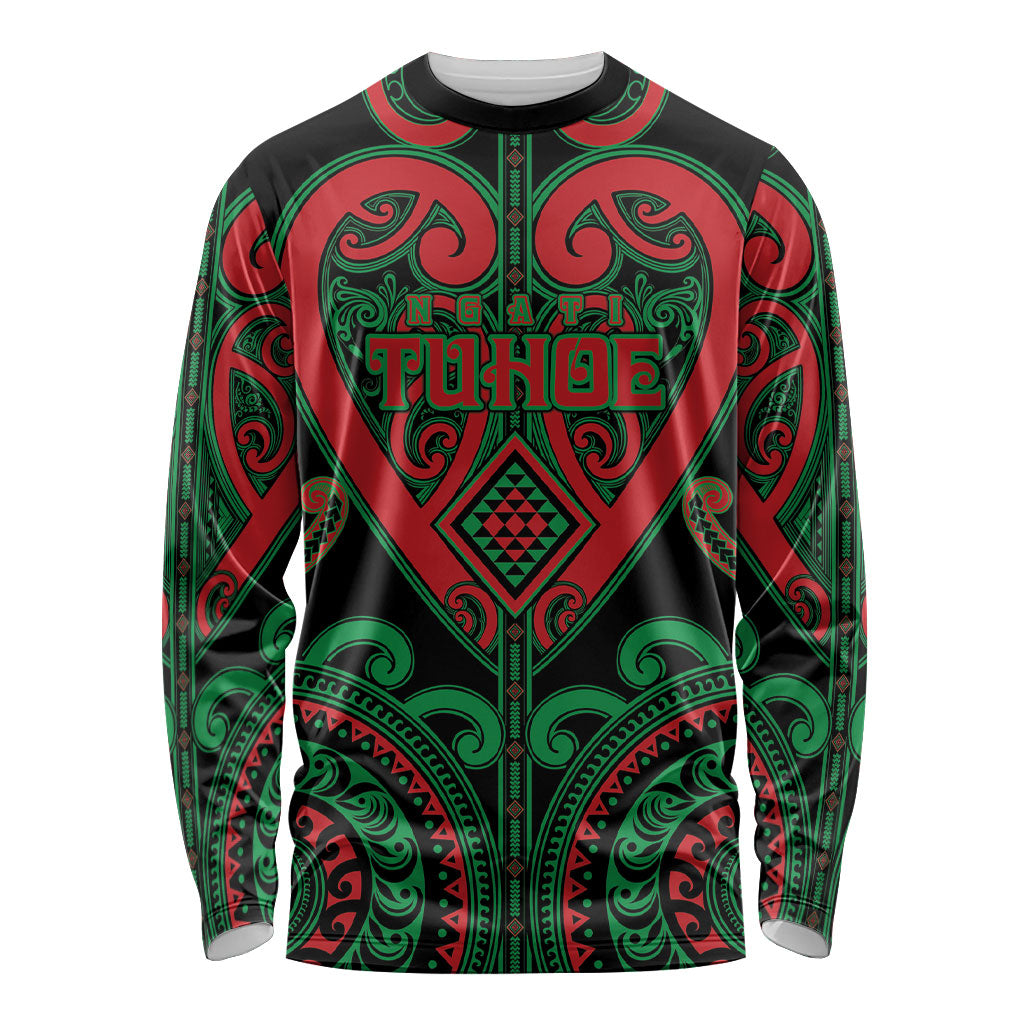 Custom Aotearoa Ngai Tuhoe Long Sleeve Shirt Maori Tribal Pattern LT05 Unisex Black - Polynesian Pride