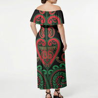 Custom Aotearoa Ngai Tuhoe Off Shoulder Maxi Dress Maori Tribal Pattern