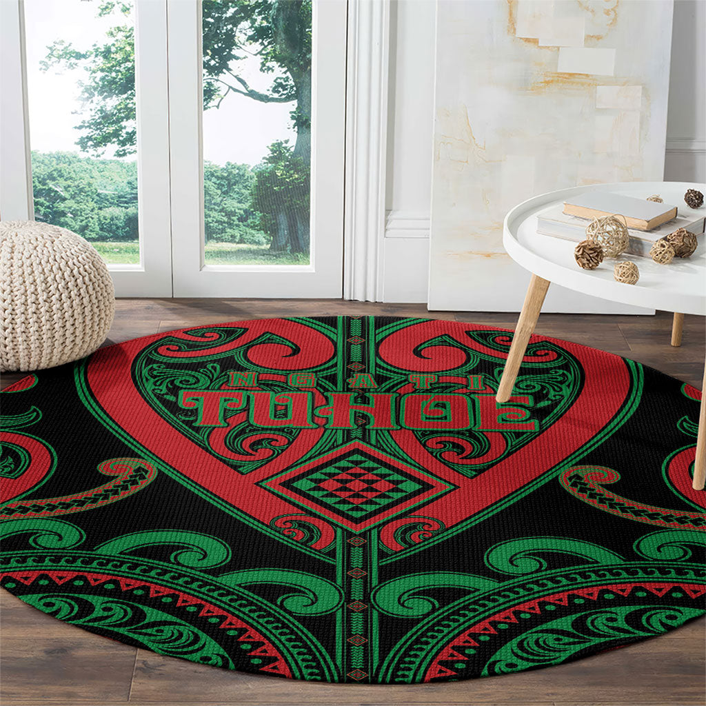 Aotearoa Ngai Tuhoe Round Carpet Maori Tribal Pattern