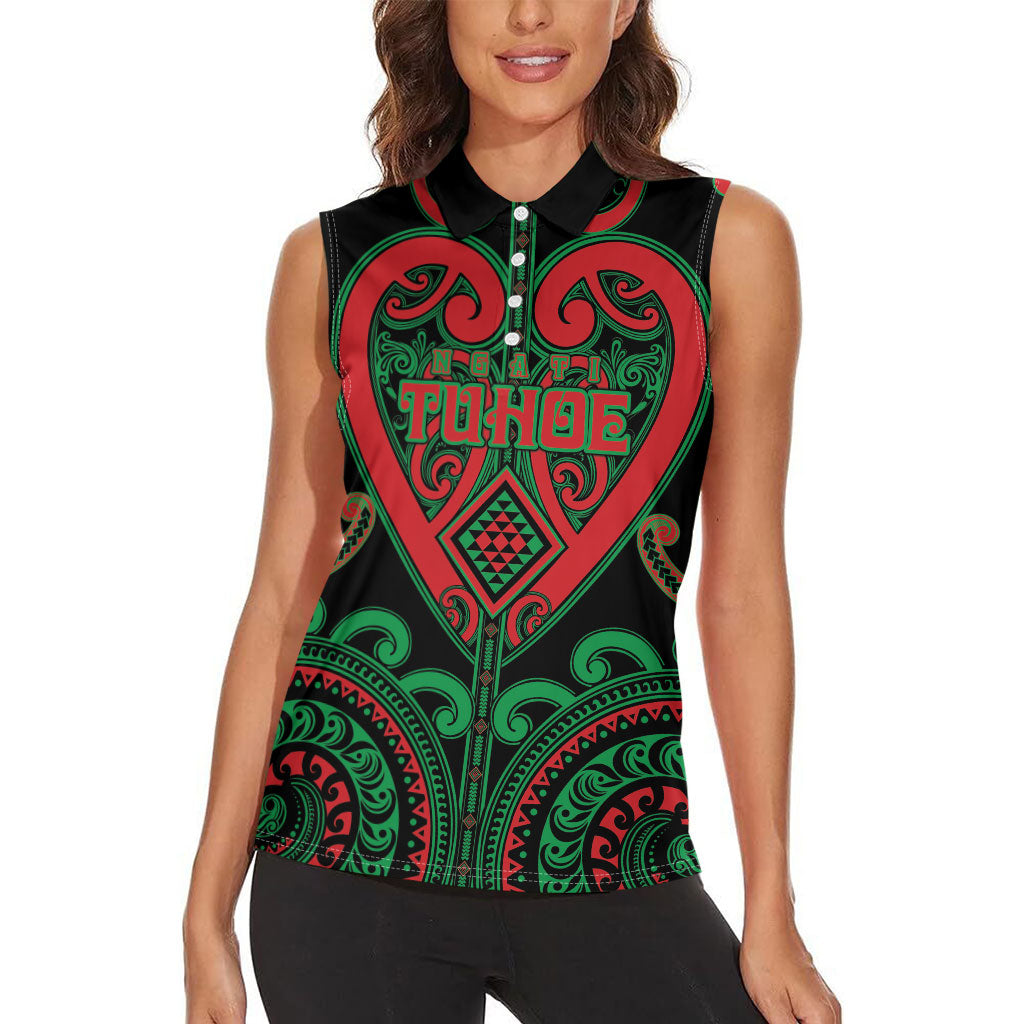 Custom Aotearoa Ngai Tuhoe Women Sleeveless Polo Shirt Maori Tribal Pattern