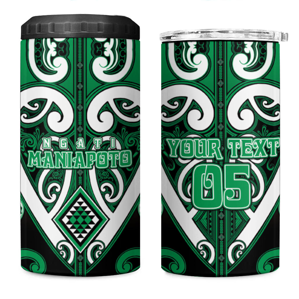 Custom Aotearoa Ngati Maniapoto 4 in 1 Can Cooler Tumbler Maori Tribal Pattern LT05 One Size: 16 oz Green - Polynesian Pride