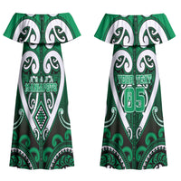 Custom Aotearoa Ngati Maniapoto Couples Matching Off Shoulder Maxi Dress and Long Sleeve Button Shirt Maori Tribal Pattern