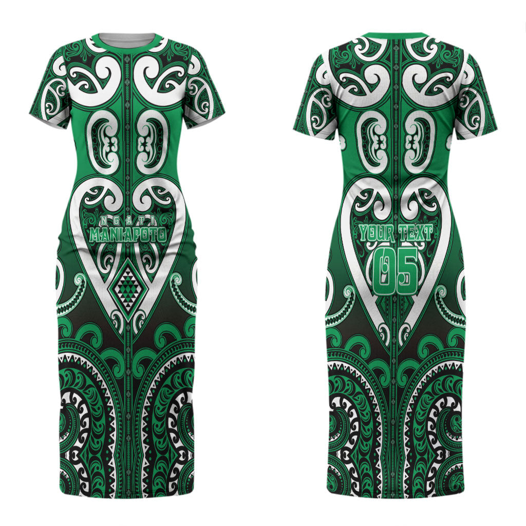 Custom Aotearoa Ngati Maniapoto Couples Matching Short Sleeve Bodycon Dress and Long Sleeve Button Shirt Maori Tribal Pattern