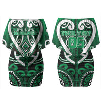 Custom Aotearoa Ngati Maniapoto Family Matching Off Shoulder Short Dress and Hawaiian Shirt Maori Tribal Pattern