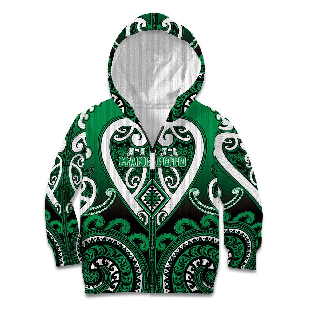 Custom Aotearoa Ngati Maniapoto Kid Hoodie Maori Tribal Pattern