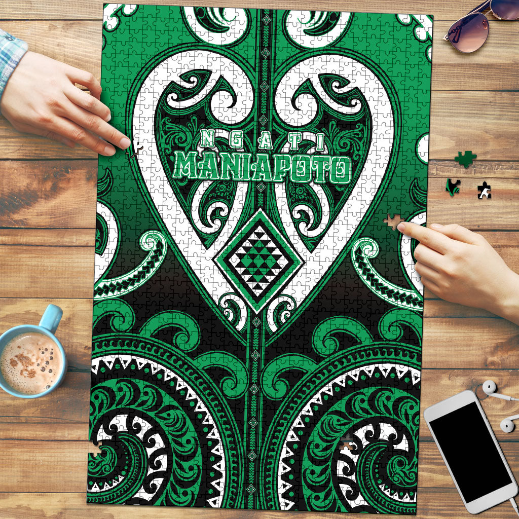 Aotearoa Ngati Maniapoto Puzzle Maori Tribal Pattern LT05 Green - Polynesian Pride