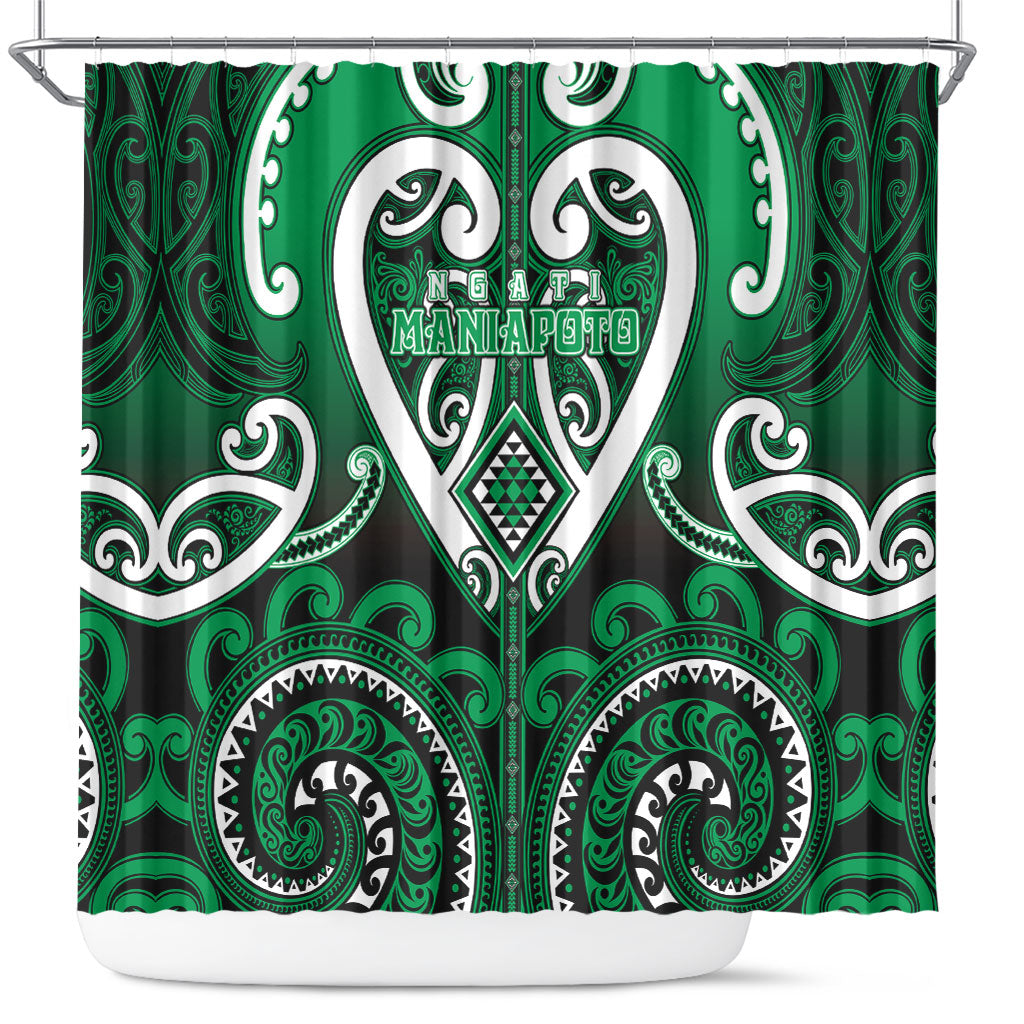 Aotearoa Ngati Maniapoto Shower Curtain Maori Tribal Pattern LT05 Green - Polynesian Pride