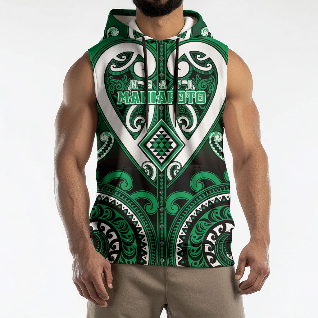 Custom Aotearoa Ngati Maniapoto Sleeveless Hoodie Maori Tribal Pattern