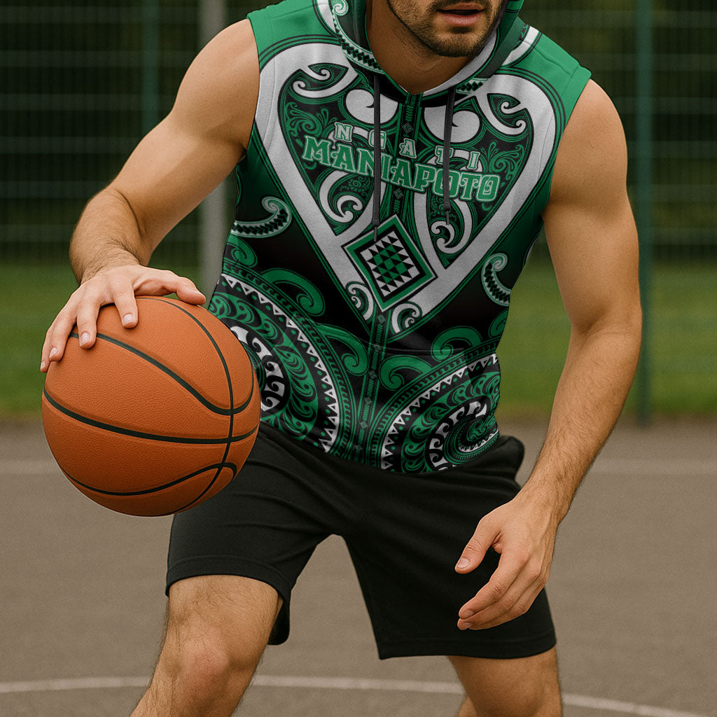 Custom Aotearoa Ngati Maniapoto Sleeveless Hoodie Maori Tribal Pattern