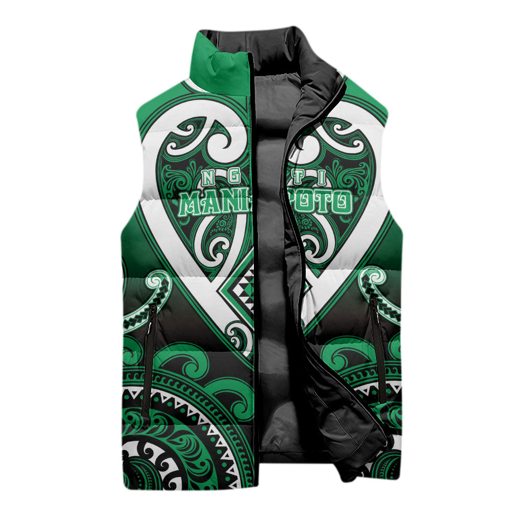 Custom Aotearoa Ngati Maniapoto Sleeveless Puffer Jacket Maori Tribal Pattern