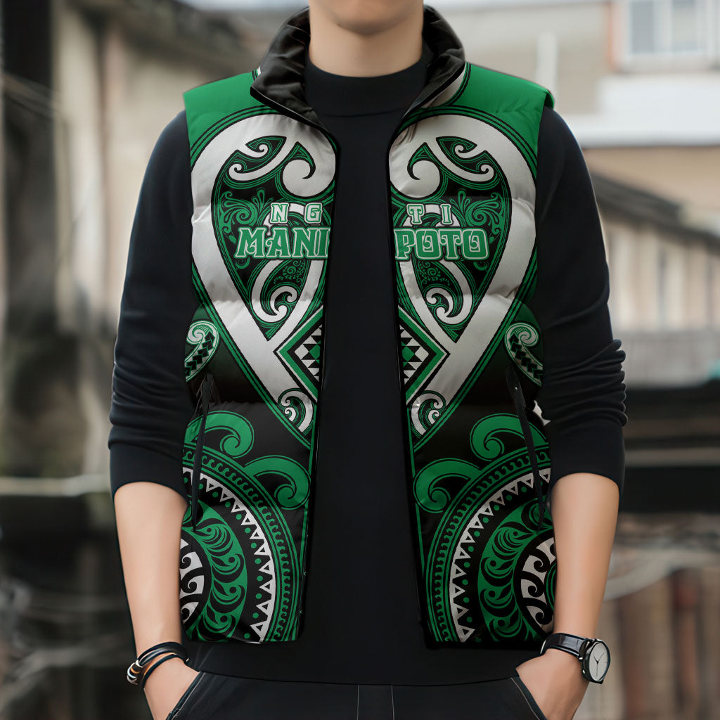 Custom Aotearoa Ngati Maniapoto Sleeveless Puffer Jacket Maori Tribal Pattern