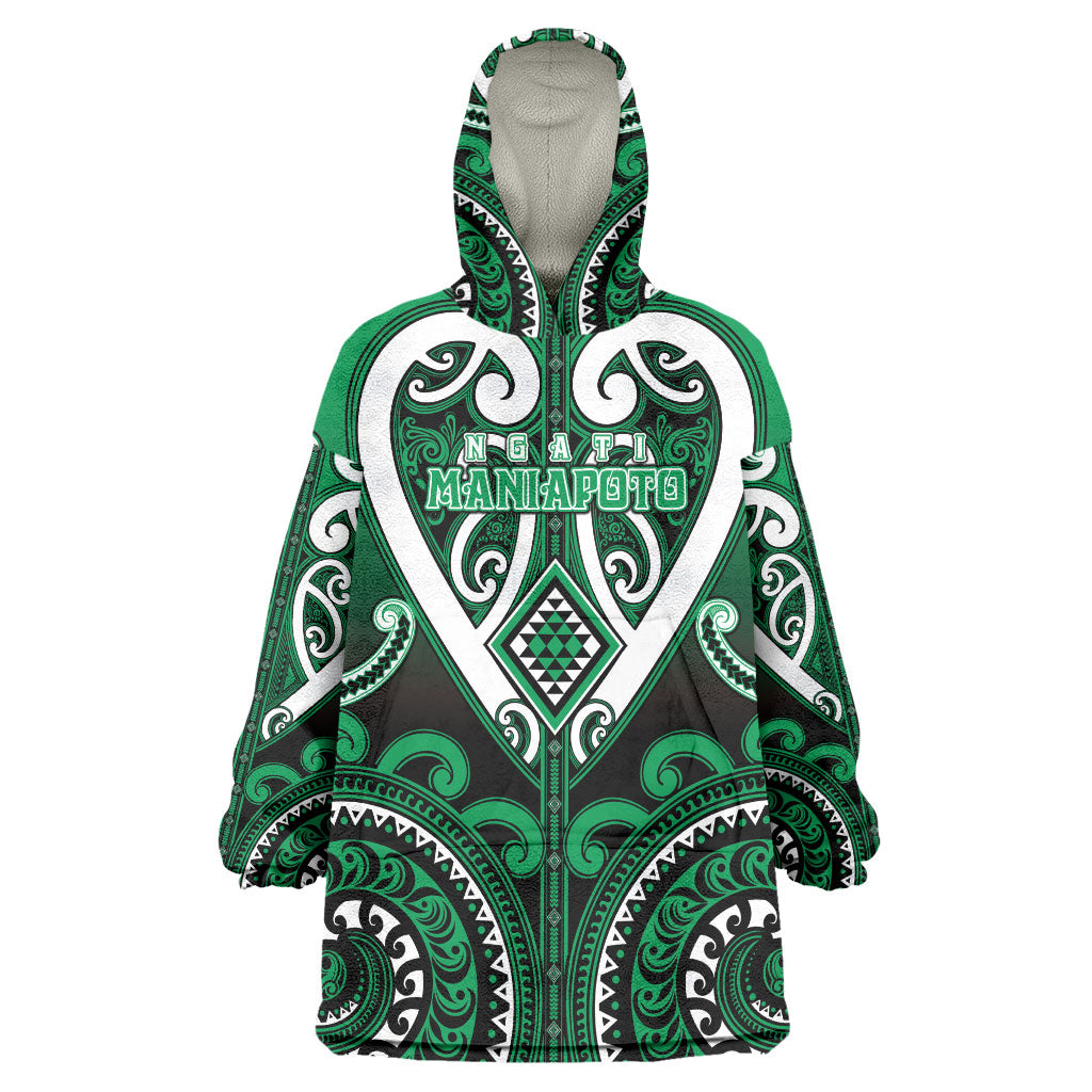 Custom Aotearoa Ngati Maniapoto Wearable Blanket Hoodie Maori Tribal Pattern