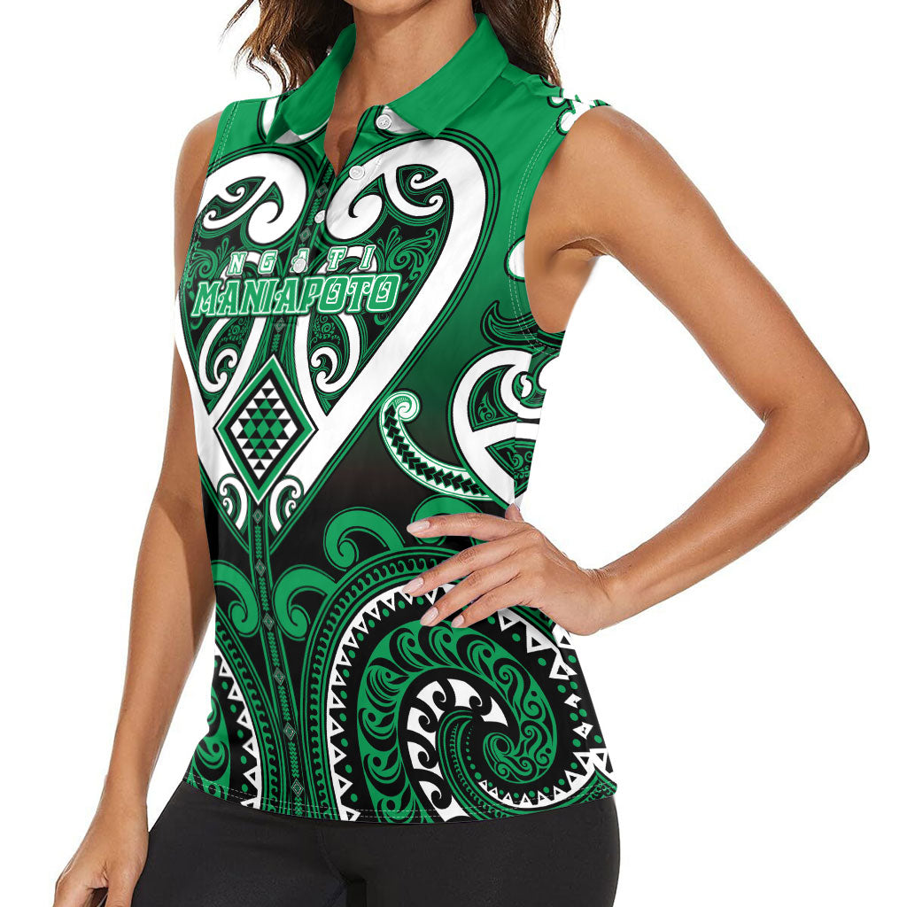 Custom Aotearoa Ngati Maniapoto Women Sleeveless Polo Shirt Maori Tribal Pattern