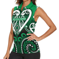 Custom Aotearoa Ngati Maniapoto Women Sleeveless Polo Shirt Maori Tribal Pattern