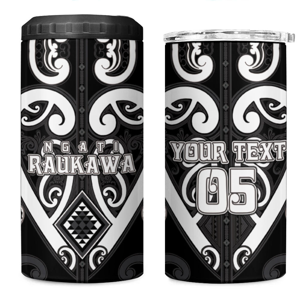 Custom Aotearoa Ngati Raukawa 4 in 1 Can Cooler Tumbler Maori Tribal Pattern
