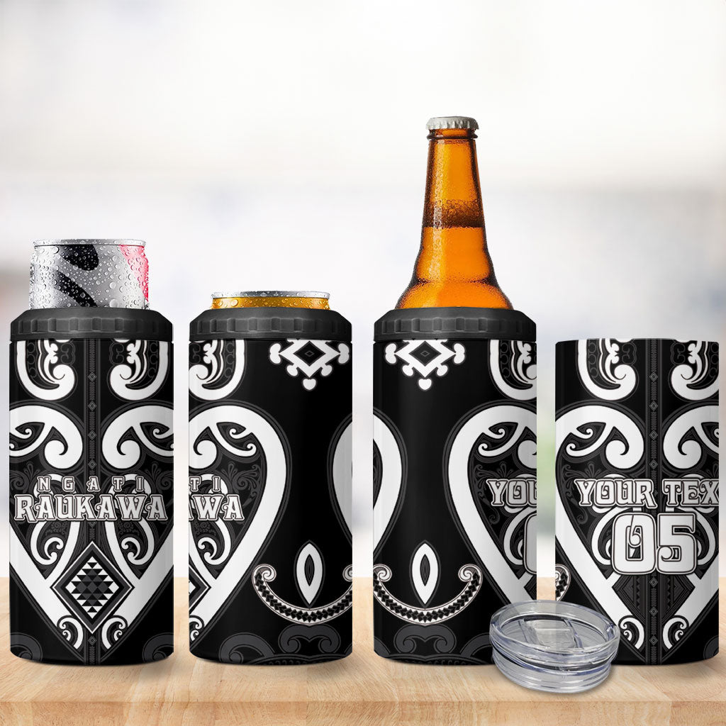 Custom Aotearoa Ngati Raukawa 4 in 1 Can Cooler Tumbler Maori Tribal Pattern