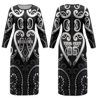Custom Aotearoa Ngati Raukawa Couples Matching Long Sleeve Bodycon Dress and Long Sleeve Button Shirt Maori Tribal Pattern