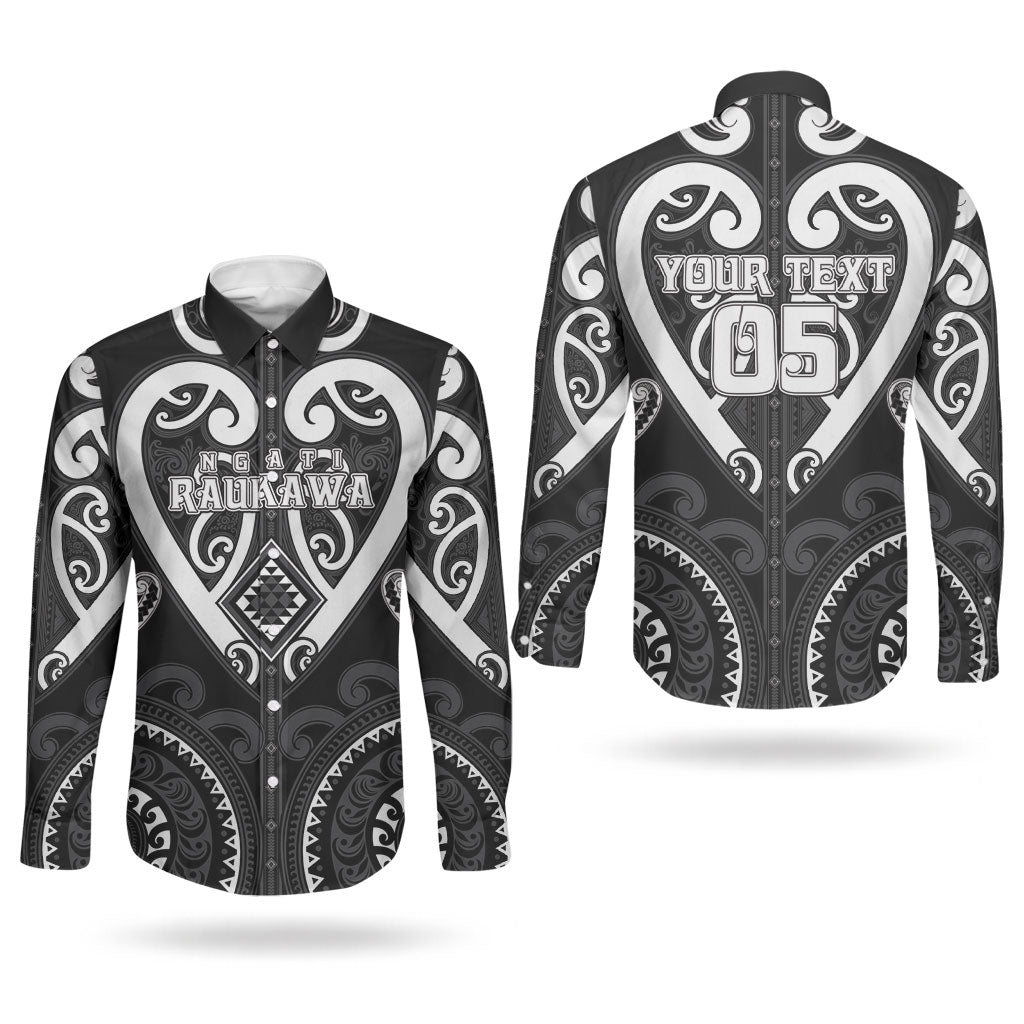 Custom Aotearoa Ngati Raukawa Couples Matching Off Shoulder Maxi Dress and Long Sleeve Button Shirt Maori Tribal Pattern
