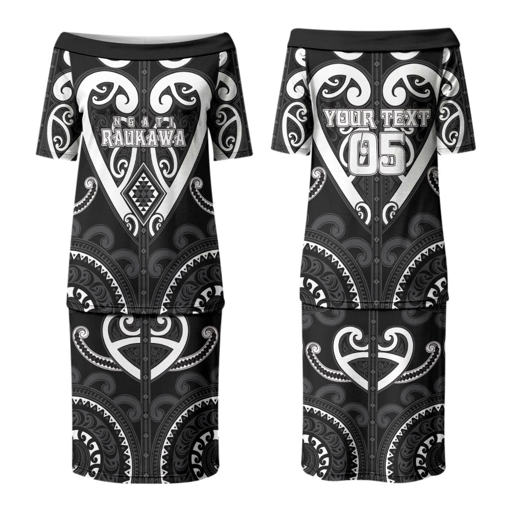 Custom Aotearoa Ngati Raukawa Couples Matching Puletasi and Hawaiian Shirt Maori Tribal Pattern