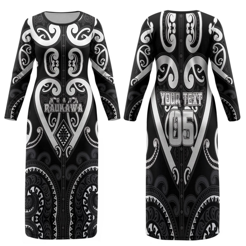 Custom Aotearoa Ngati Raukawa Family Matching Long Sleeve Bodycon Dress and Hawaiian Shirt Maori Tribal Pattern