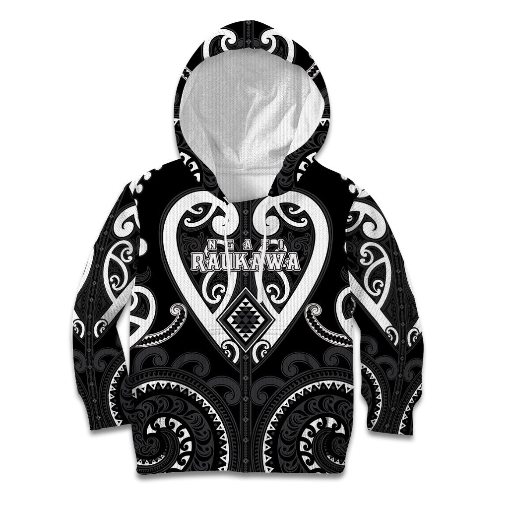 Custom Aotearoa Ngati Raukawa Kid Hoodie Maori Tribal Pattern