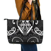 Aotearoa Ngati Raukawa Leather Tote Bag Maori Tribal Pattern