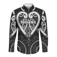 Custom Aotearoa Ngati Raukawa Long Sleeve Button Shirt Maori Tribal Pattern