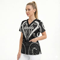Custom Aotearoa Ngati Raukawa Scrub Top Maori Tribal Pattern