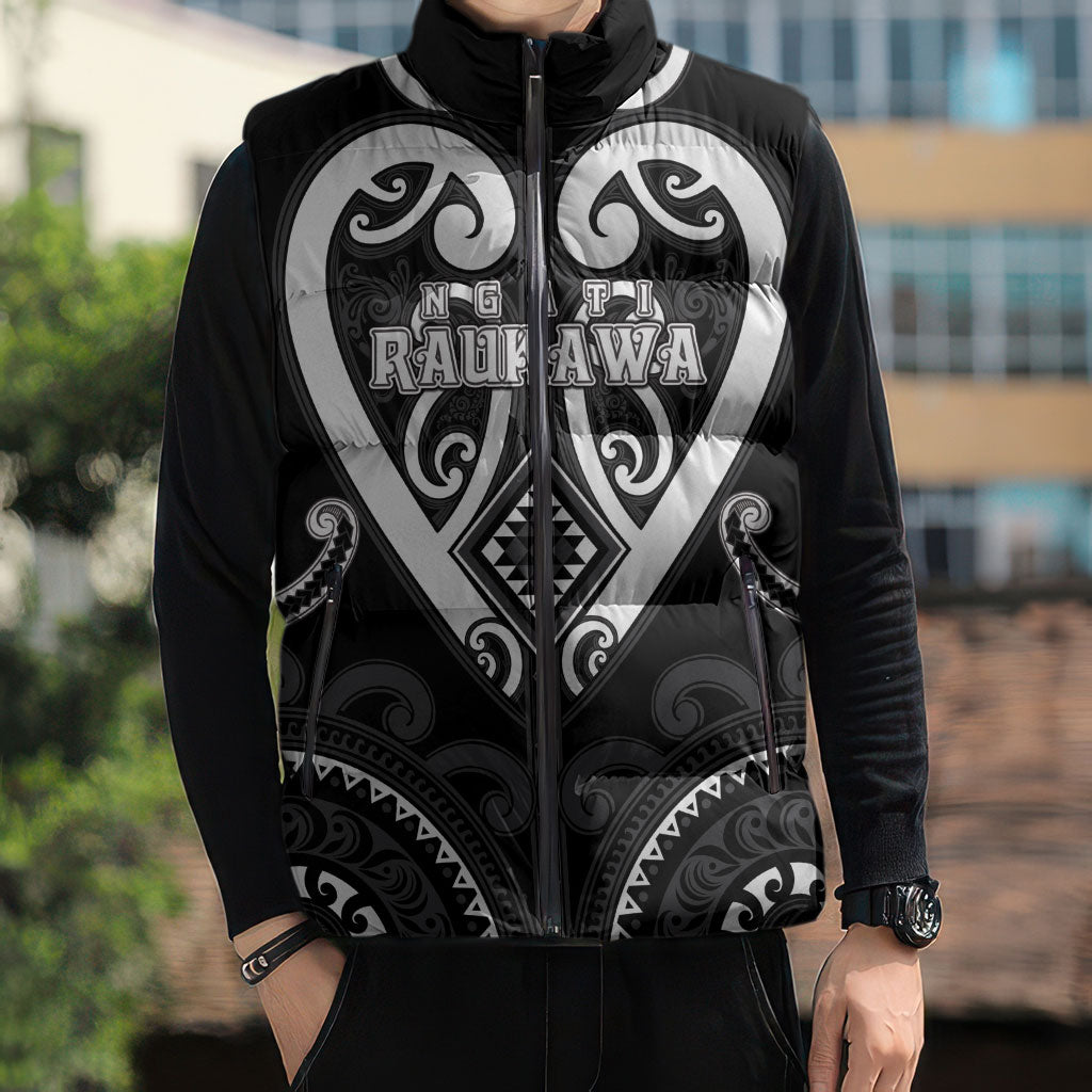 Custom Aotearoa Ngati Raukawa Sleeveless Puffer Jacket Maori Tribal Pattern