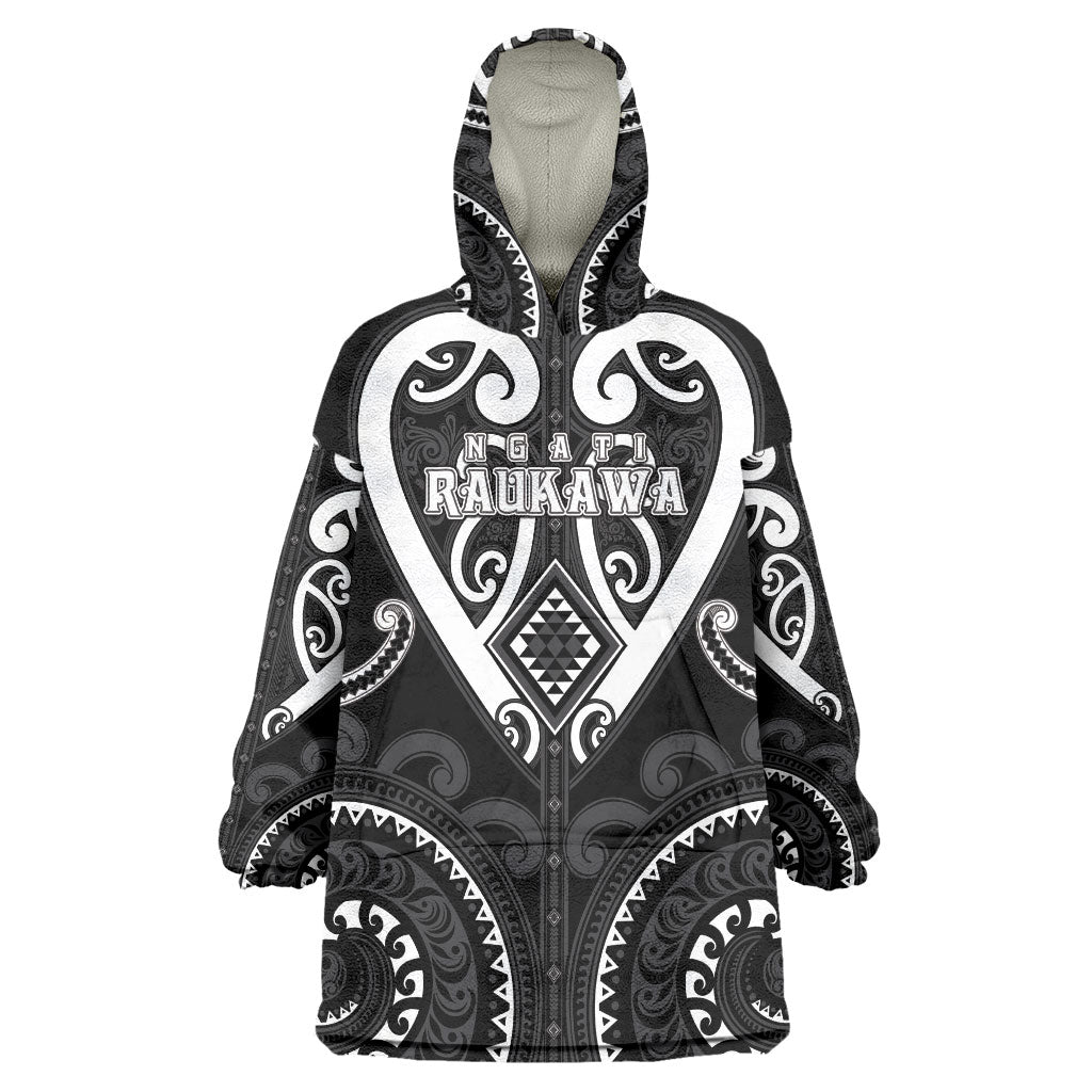 Custom Aotearoa Ngati Raukawa Wearable Blanket Hoodie Maori Tribal Pattern