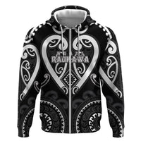 Custom Aotearoa Ngati Raukawa Zip Hoodie Maori Tribal Pattern