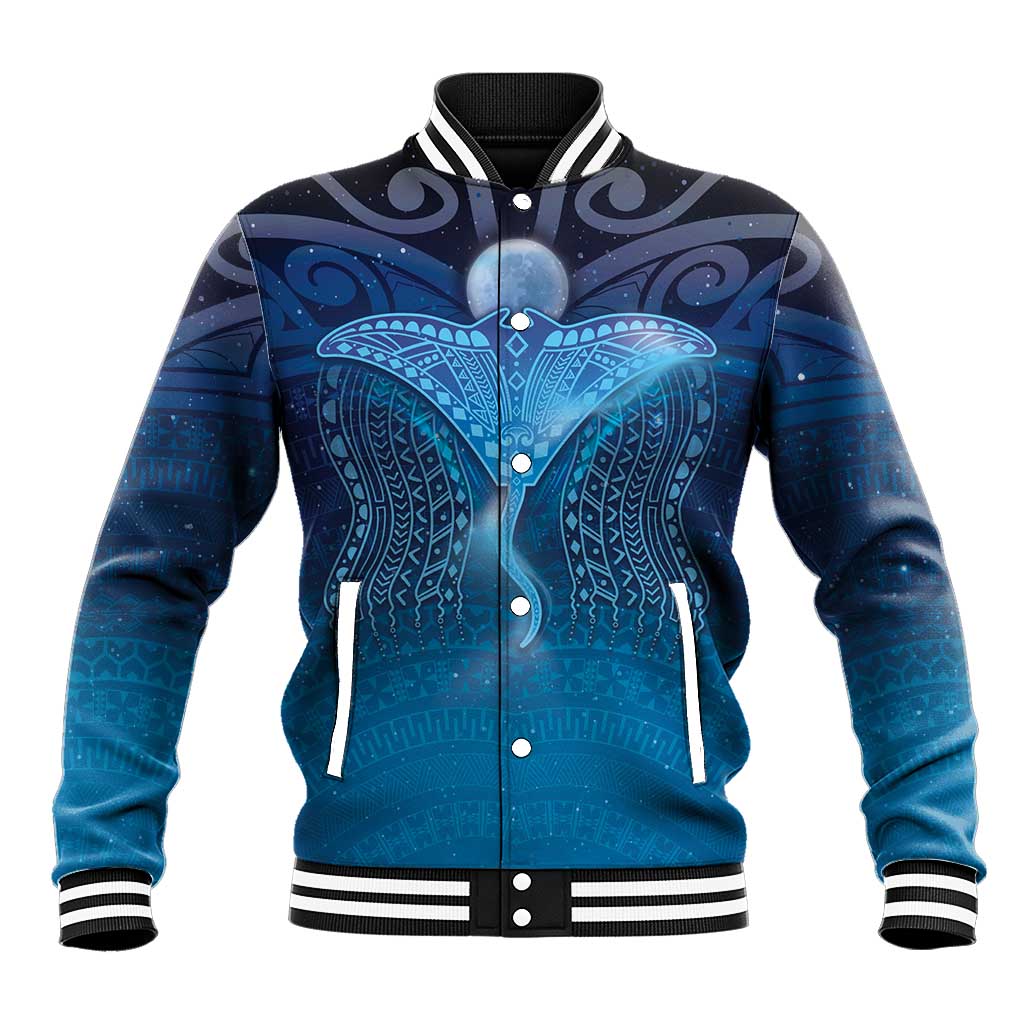 Polynesia Manta Ray Baseball Jacket Let's The Sea Set You Free - Polynesian Pride
