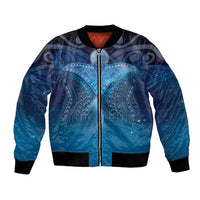 Polynesia Manta Ray Bomber Jacket Let's The Sea Set You Free LT05 Unisex Blue - Polynesian Pride