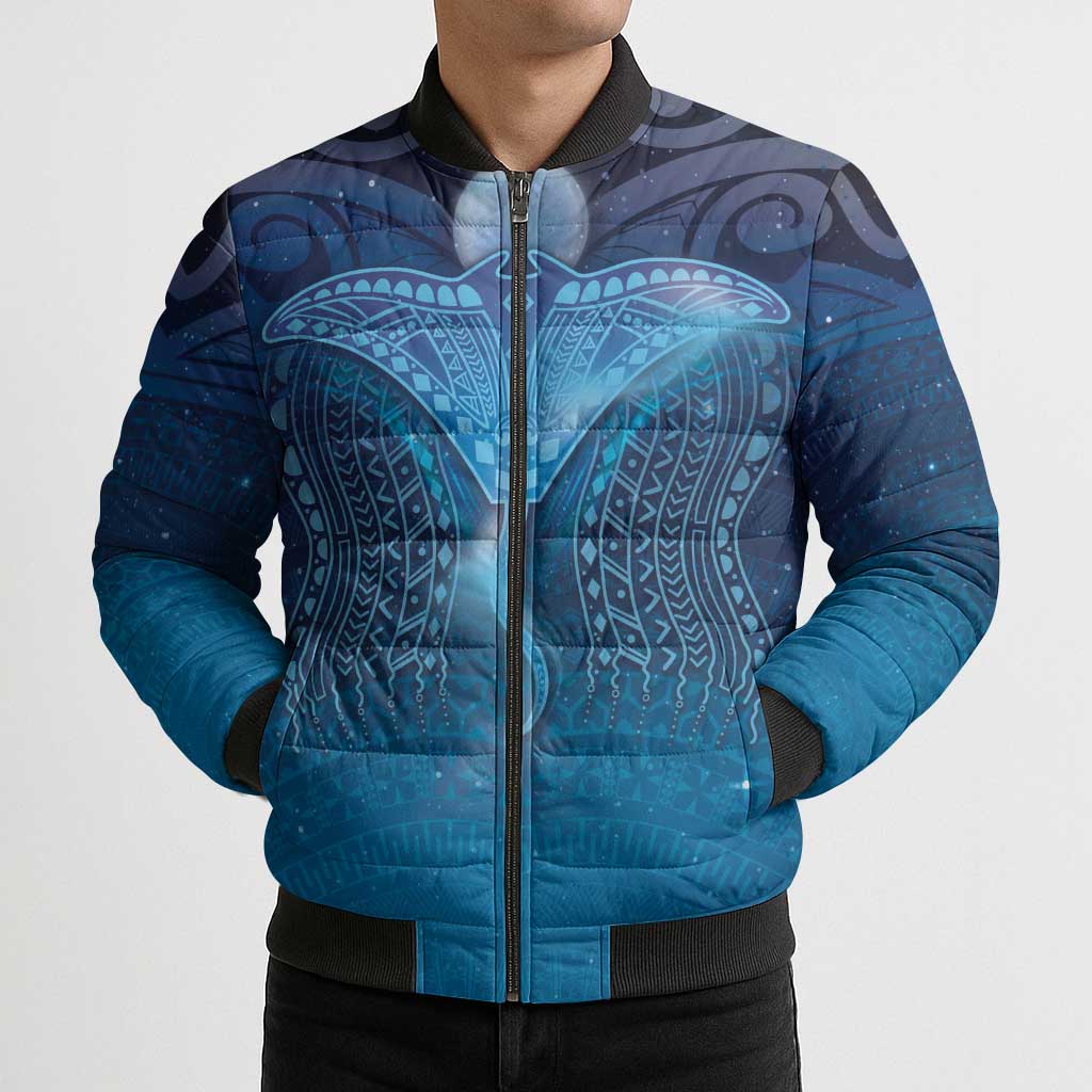 Polynesia Manta Ray Bomber Puffer Jacket Let's The Sea Set You Free LT05 - Polynesian Pride