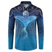 Polynesia Manta Ray Button Sweatshirt Let's The Sea Set You Free - Polynesian Pride