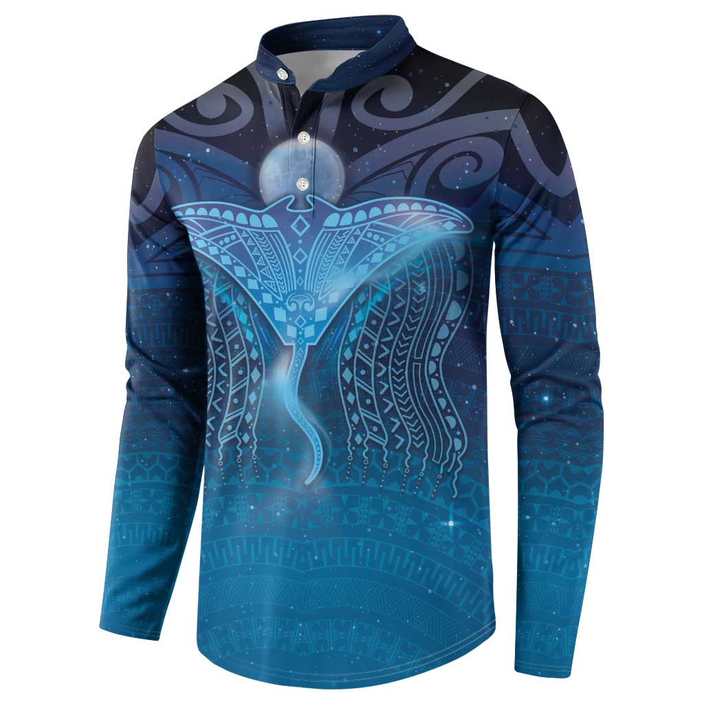 Polynesia Manta Ray Button Sweatshirt Let's The Sea Set You Free - Polynesian Pride