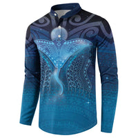 Polynesia Manta Ray Button Sweatshirt Let's The Sea Set You Free - Polynesian Pride