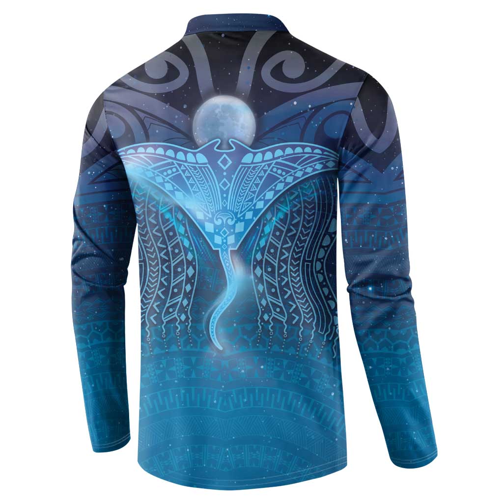 Polynesia Manta Ray Button Sweatshirt Let's The Sea Set You Free - Polynesian Pride