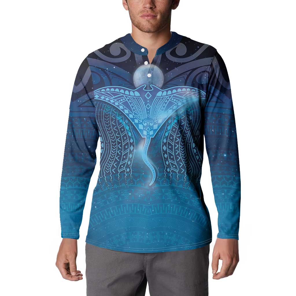 Polynesia Manta Ray Button Sweatshirt Let's The Sea Set You Free - Polynesian Pride