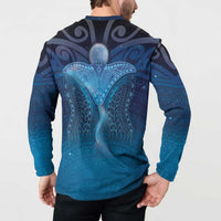 Polynesia Manta Ray Button Sweatshirt Let's The Sea Set You Free - Polynesian Pride