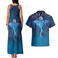 Polynesia Manta Ray Couples Matching Tank Maxi Dress and Hawaiian Shirt Let's The Sea Set You Free - Polynesian Pride