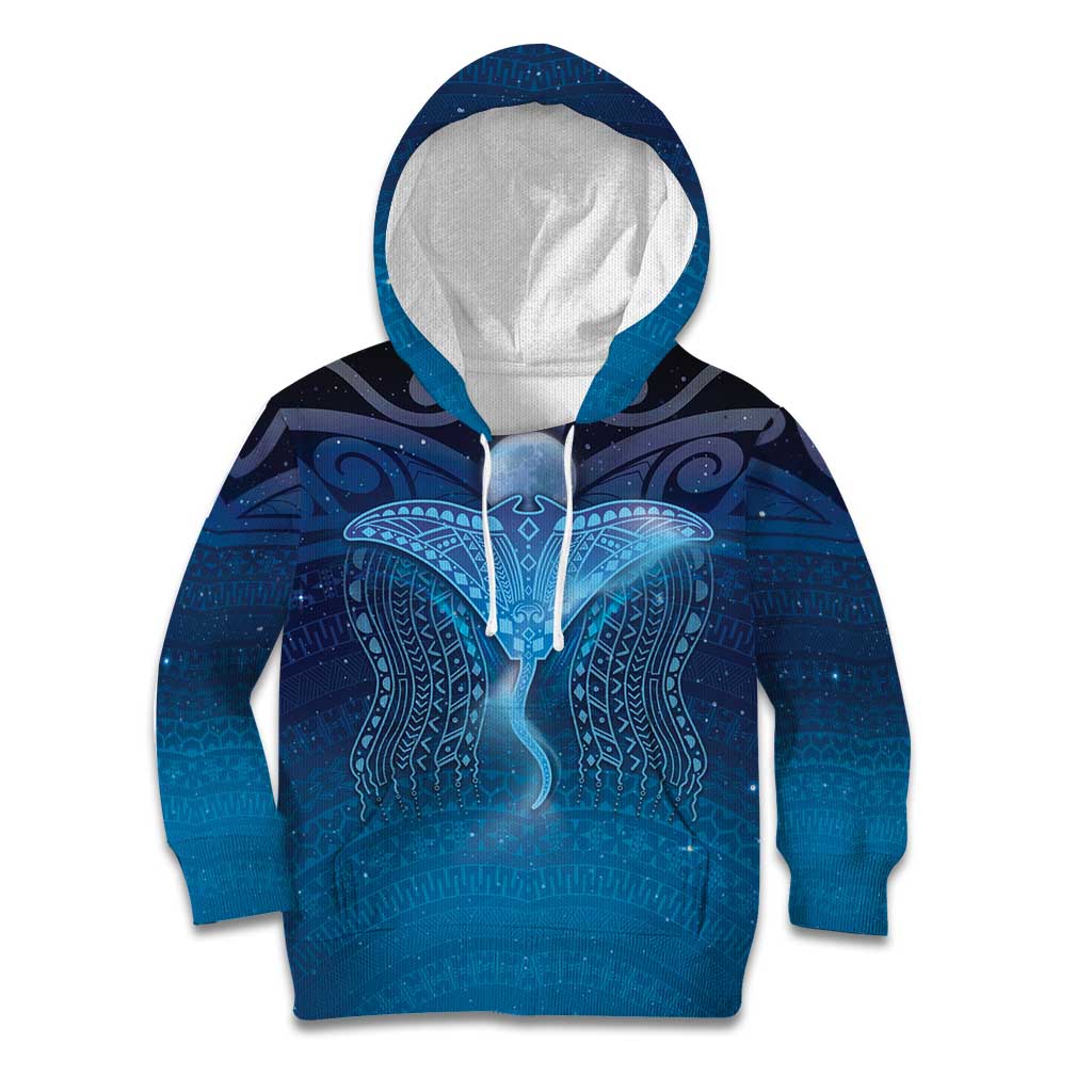 Polynesia Manta Ray Kid Hoodie Let's The Sea Set You Free - Polynesian Pride