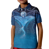 Polynesia Manta Ray Kid Polo Shirt Let's The Sea Set You Free - Polynesian Pride