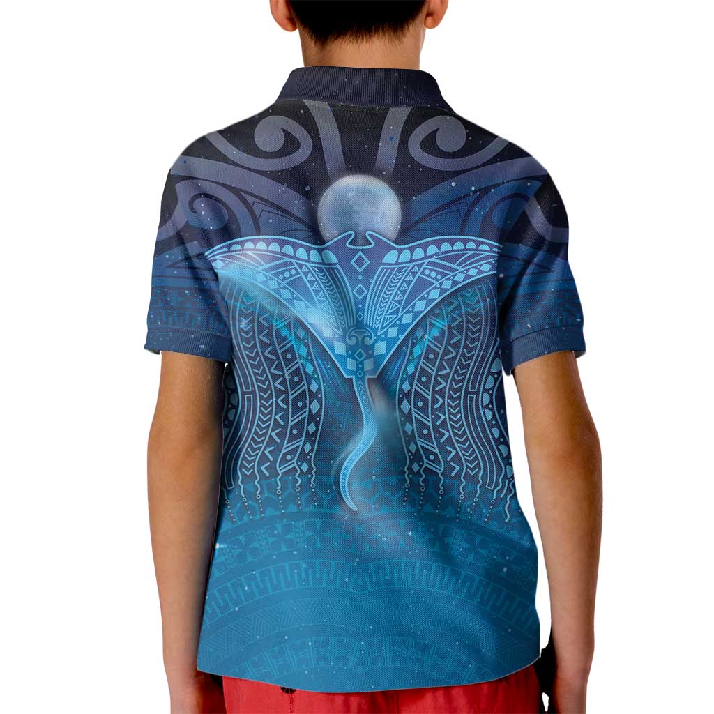 Polynesia Manta Ray Kid Polo Shirt Let's The Sea Set You Free - Polynesian Pride