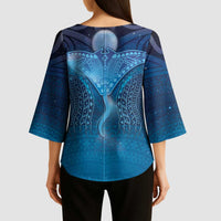 Polynesia Manta Ray Kimono Sleeve Blouse Let's The Sea Set You Free - Polynesian Pride