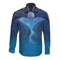 Polynesia Manta Ray Long Sleeve Button Shirt Let's The Sea Set You Free - Polynesian Pride