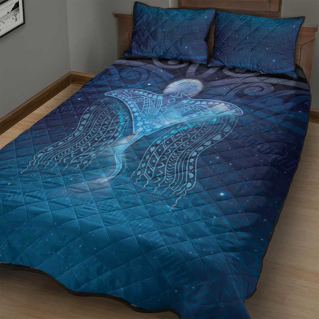 Polynesia Manta Ray Quilt Bed Set Let's The Sea Set You Free - Polynesian Pride